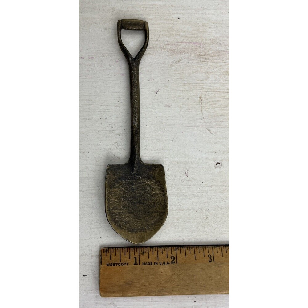 Small Brass Metal Shovel Spade Garden Tool Decoration 6.5 Inches Gift Spring - Picture 8 of 8